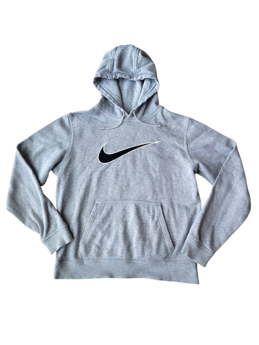 Vintage Y2K Nike Center Swoosh Logo Hoodie Medium Gray Pullover